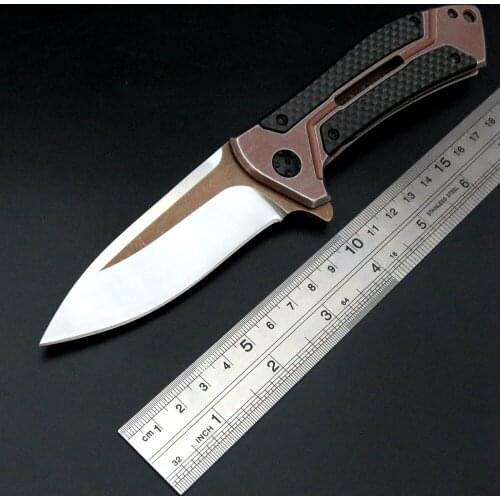 Brave Fighter 0801 CF Ball Bearing Folding Knife D2 Blade Steel Carbon Fiber Handle Camping Hunting Survival Outdoor EDC Tool