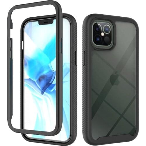 Stylish Shockproof Solid Color Phone Case For iPhone 11 12 Pro XS MAX XR X 8 7 Plus SE 2020 PC+TPU Transparent Back Cover Coque