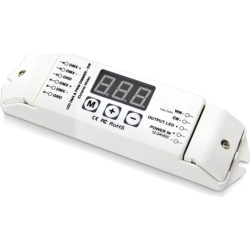 Pwm Dmx512 Led Decoder 2 Channel Dmx Led Controller Dc12V-24V Constant Voltage For Ww/Cw Led Strip Light Tape Ribbon BC-832