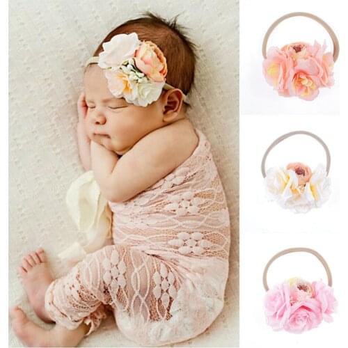 Yundfly Boutique Toddler Baby Flower Nylon Headband Elastic Girls Garland Hairband