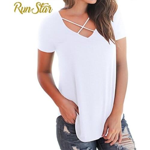 11 Colors Spring Summer T-shirt Women Fashion V-neck Large Size Tees Ladies Solid Color White Casual Tees Shirt Female Clothing