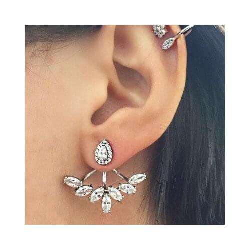 Fashion Korean High Quality Zircon Irregular Crystal Earrings For Women Simple Gold Silver Metal Earrings Female Jewelry Gift