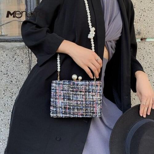 Women Evening Bags Wool Clutches Pearls Beaded Day Clutch Purses And Handbags Wallet Evening Wedding Bag