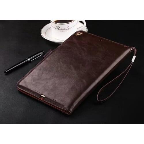 1Fashion Business 3 folded Flip book PU transparent PC back stand holder case smart cover For iPad 5/Air1 9.7"