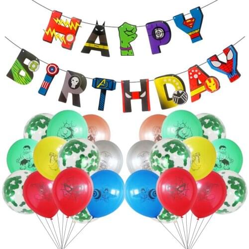 1Set Marvel Spiderman Hulk Confetti Latex Balloons Happy Birthday Party Decor Banners Boy Children Birthday Balloon Kids Toy