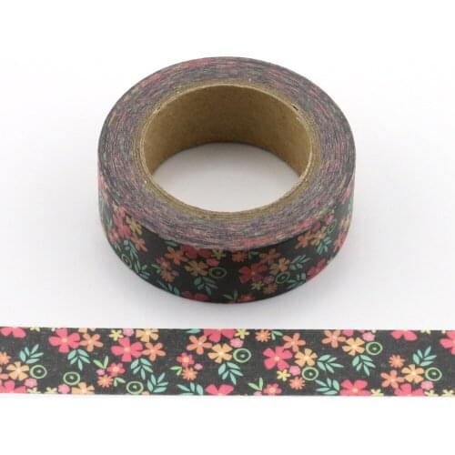 1 roll Blooming Dark Flowers Decorative Washi Tape DIY Scrapbooking Masking Tape School Office Supply Escolar Papelaria