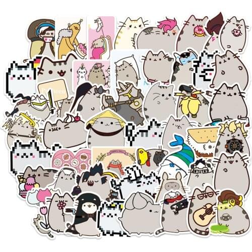 10/30/50PCS Anime Cute Fat Cat Graffiti Laptop Guitar Motorcycle Luggage Skateboard Bike Waterproof Decorative Sticker Wholesale