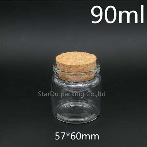 10pcs/lot 57*60mm 90ml Wishing Glass Bottle with Cork ,90cc Glass Vials Display Bottles Wholesale