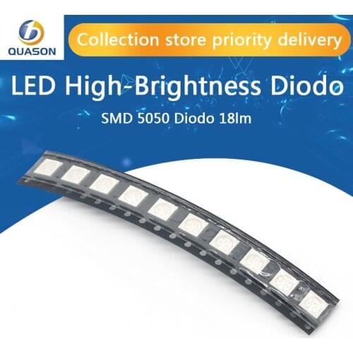 100PCS 5050 LED White LEDs High-Brightness Diodo Azul Luz 6500K SMD Light-emitting Diodes SMD 5050 White Light Diodo 18lm