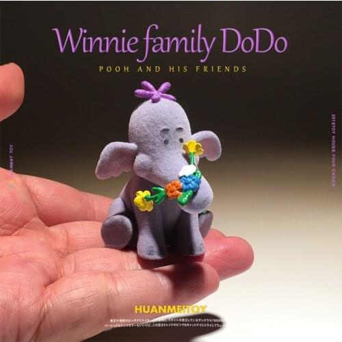 12PCS 5cm Disney High quality flocking material friends of Winnie the Pooh, little elephant dodo Ornament model DIY ornament