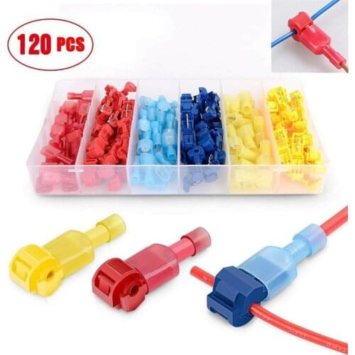 120Pcs(60sets) T-Tap Electrical Wire Connectors Terminals Quick Electrical Cable Connectors Snap Splice Lock Wire Terminal Crimp