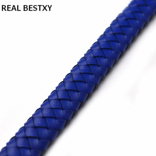 2m/lot approx:12*6mm blue Wide Genuine Braided Leather Rope String Cord For Jewelry Making Craft Jewelry Accessories real cords