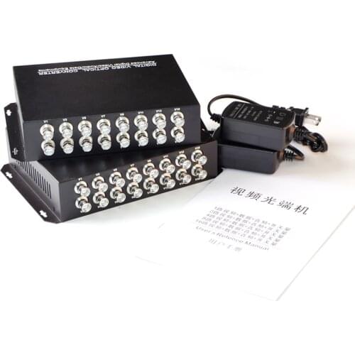 2 Pieces/lot 1Pair 16 Channel Video Audio Data Fiber Optic Media Converter Transmitter & Receiver FC Port