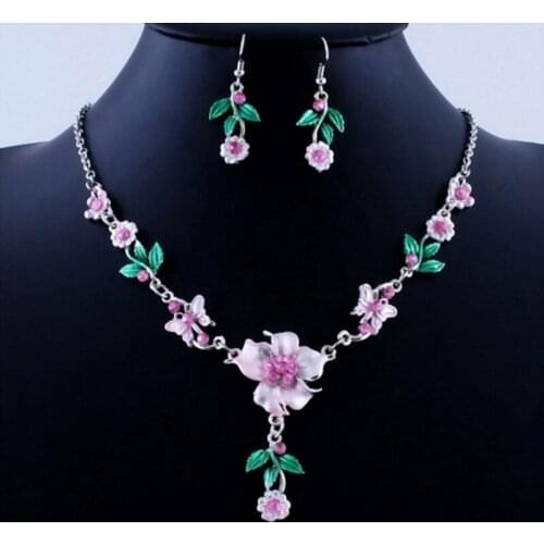 2019 Wedding Jewellery Flower Bouquet Crystal Bridal Bride Necklace Earrings Set Wedding Party Engagement Jewelry Gift