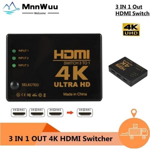 3 Port 4K*2K 1080P Switcher HDMI Switch Selector 3x1 Splitter Box Ultra HD for HDTV Xbox PS3 PS4 Multimedia HOT Selling