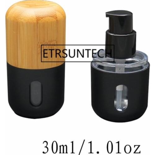 30ml Class Bamboo Lotion Pump Bottle, Empty Plastic Foundation Refillable Container, Cosmetic Containers F1365