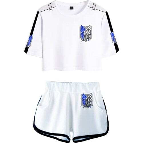 3D White Cosplay Anime Attack on Titan Women Sets t shirt Skirt Shorts bedding Casual Attack Colossal Titan Costume Tops XS-2XL