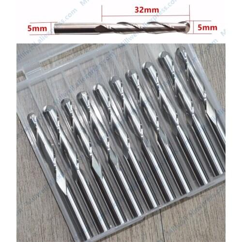 5mm*32mm-10pcs,free shipping cnc solid carbide end mill,woodworking router bit,wood tool,ball head spherical milling cutter