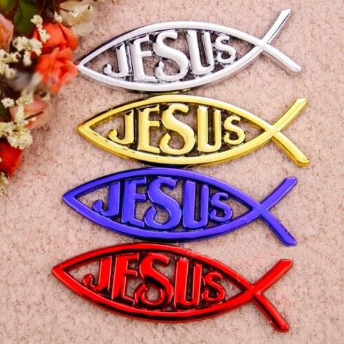 50pcs JESUS Fish Car Styling Sticker Car Boot Emblem Badges Red Gold Chrome Blue Shiping free