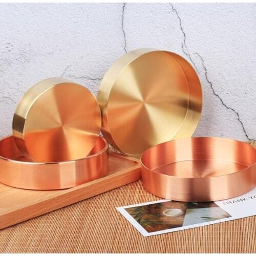 50pcs Nordic Chic Style Metal Copper Round Brass Gold Oval Storage Case Tea Tray Jewelry Box Home Decoration SN1485