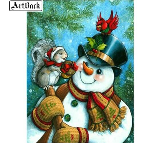 5d diy diamond painting full square snowman squirrel winter landscape diamond mosaic kids gift merry christmas