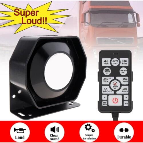 12V 200W 18 Tone Loud Car Warning Alarm Siren Horn PA Speaker with MIC System & Remote Control
