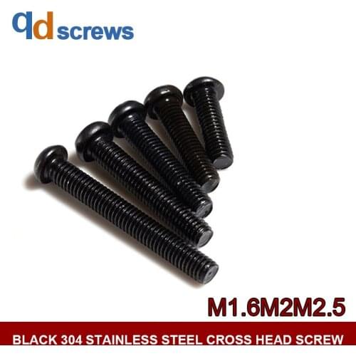 Black Oxide304 M1.6M2M2.5 stainless steel cross head Phillip round screw Pan head screws with cross recess GB818 DIN7985 ISO7045
