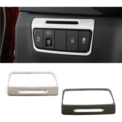 For Hyundai Creta IX25 2020 Headlight Head Lights Lamp Switch Button Decoration Cover Trim Stainless Steel Interior Mouldings