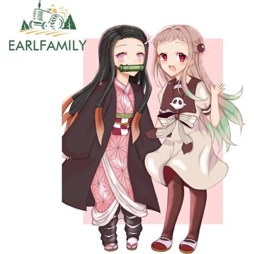 EARLFAMILY 13cm x 10.3cm For Nezuko Car Stickers Laptop Decal Auto Air Conditioner Decals Personality Windshield Decoration