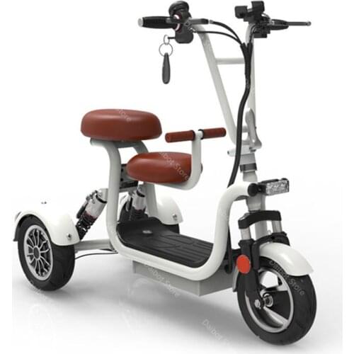 Electric Motorcycle Scooter 3 Wheels Electrtic Bicycles 400W 48V 10 Inch Parent Child Mini Electric Bike For Adults