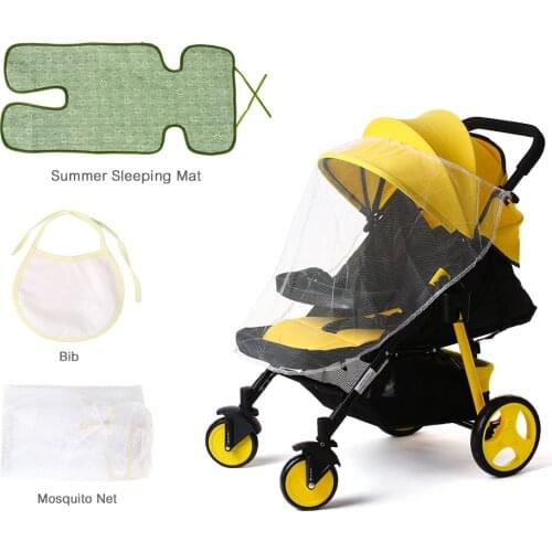 YouLiya Baby Stroller Quick Fold Anti-shock Detachable Armrest Adjustable Reclining Seat Extended Canopy Holder Tray MosquitoNet