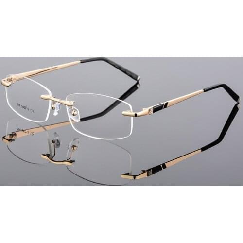 Rimless Alloy Optical Men Ultralight Square Myopia Eyeglasses Screw Eyewear Can Custom Prescription Recipe Lenses
