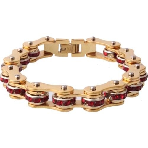 Fashion Women And Man Gold Color Stainless Steel Bracelet Bicycle Chain Punk Rock Motorcycle Chain Bracelet Jewelry Wholesale