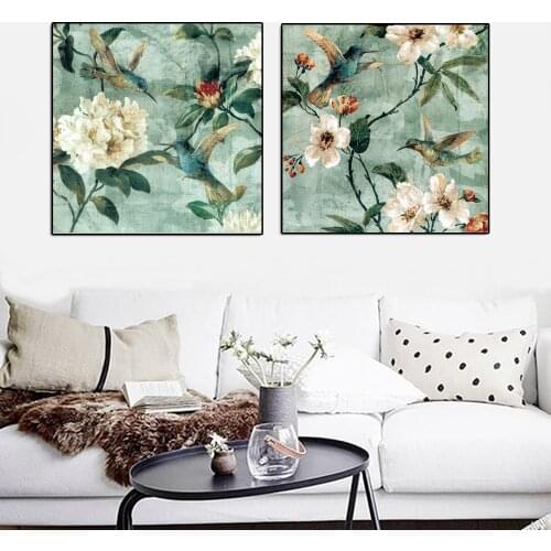 Traditional Hand Painted Flowers And Birds Modern Canvas Painting Posters and Prints Wall Art Picture Living Room Decor Cuadros
