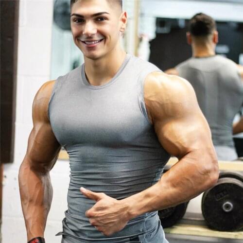 New 2020 Men tight tank top mens gym fitness vest mens muscle sports Leisure jogging Exercise sports sleeveless shirt top