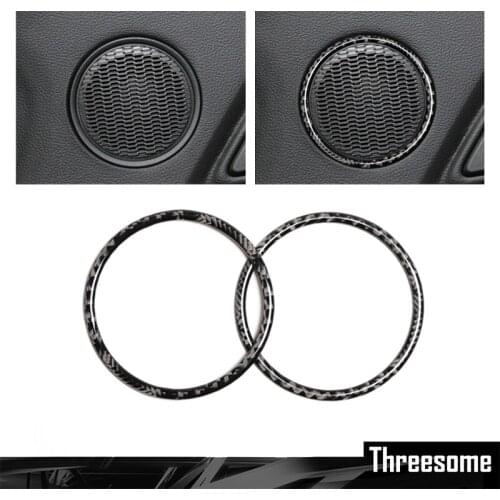 SRXTZM Carbon Fiber Car Door Audio Speaker Strip Cover Ring Sticker Car Interior Accessories For Ford Mustang 2015 2016 2017