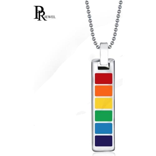 Equality Rainbow Dog Tag Jewelry Stainless Steel Gay and Lesbian Pride Pendant Necklace Homosexual