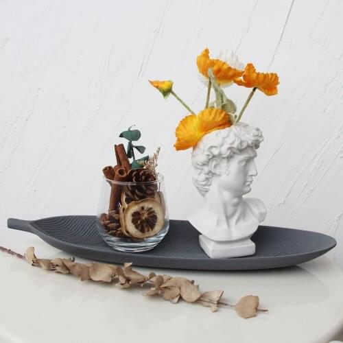 INS Colorful leave carving vintage wooden Decorative Trays Jewelry Pallet Dish Dessert Perfume Home Bowls Storage