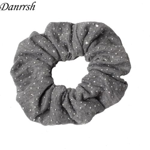 Large Shiny Stone Fabric Hair Scrunchie Elastic Hair Band For Ponytail Holder Girls Handmade Hair Ties Women Hair Accessories