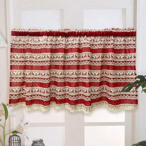 Christmas Decoration Valance Short Curtain for Kitchen Bay Window Curtains Cabinet Dust Cover Decorative Drapes Xtmas Home Decor