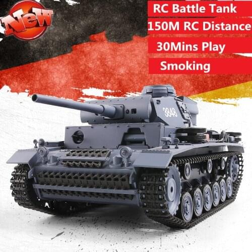 High Simulation Germany III-H Millity Tank 2.4G 1:16 Remote Control Millity RC Battle Tank Can Smoke BB Bullet Launch Light toys