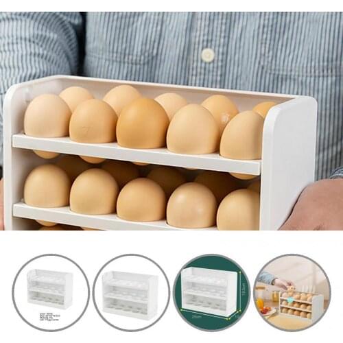 Convenient White Egg Organizer Food Container Storage Box for Kitchen