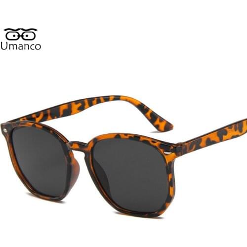 Umanco Leopard Print Vintage Polygon Sunglasses For Women Men PC Frame AC Lens Designer Beach Drive Travel Accessories Gifts