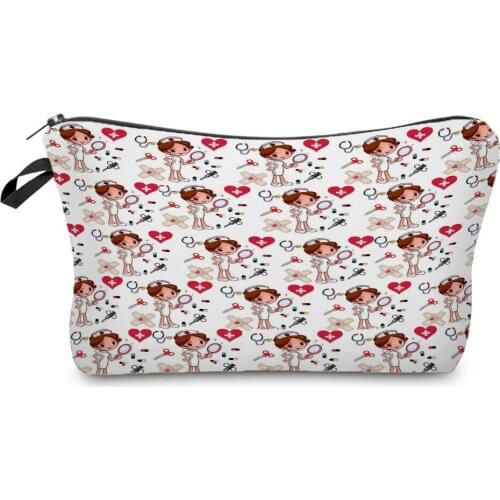Miyahouse Nurse Printed Women Cosmetic Bags Fashion Cartoon Makeup Bag Large Capacity Storage Bag Travel Clutch Custom Pattern