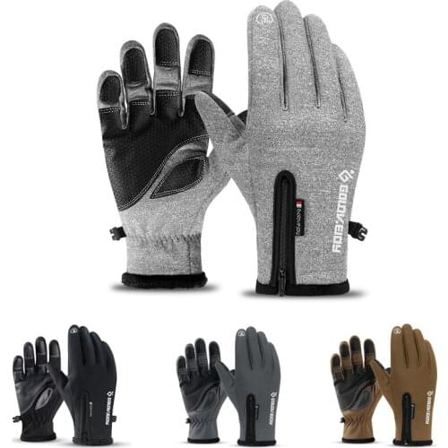 Winter Gloves Touch Screen Cycling Waterproof Gloves Winter Zipper Women Riding Windproof Warm Sports Fleece Skiing Motorcycle