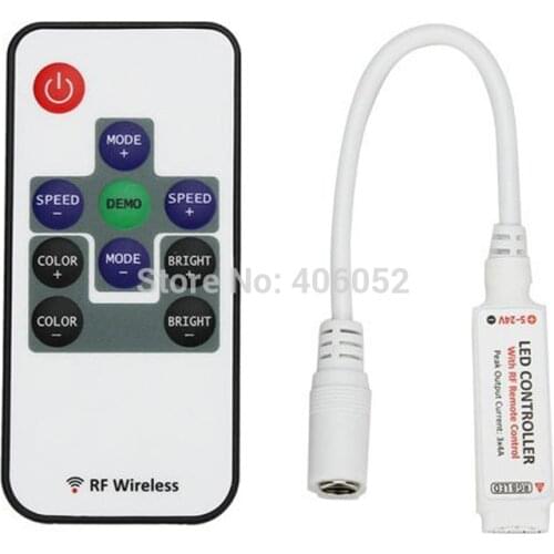 10set/lot Mini RF LED Controller rgb With Wireless Remote Control Mini Dimmer for 5050 / 3528 Led Strip Lights 5-24V