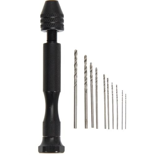10PCS Twist Drill Bit Woodworking Drilling Rotary Tool Aluminum Alloy Micro Hand Drill for Jewelry Craft Hand Manual Drill Chuck