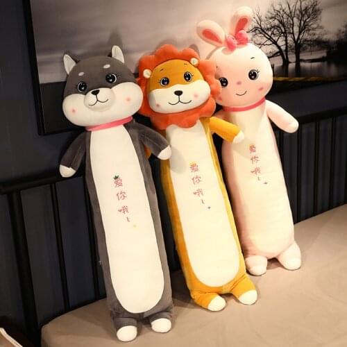 100cm Animal Dog&Rabbit&Lion Long Pillow Stuffed Husky Plush Toys Soft Sleeping Cushion Doll Children Kids Baby Girls Gifts