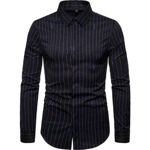 2019 New Fashion Men Long Sleeve Shirts Male Striped Classical Slim fit Comfort Soft Casual Button-Down Casual Shirt