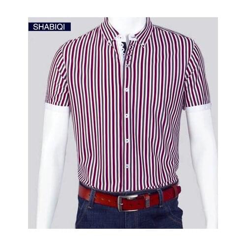 2021 New Arrival Man Shirt Men Summer Short Sleeved Fashion Causal Slim Fit Male striped T-shirtBrand Men Clothes